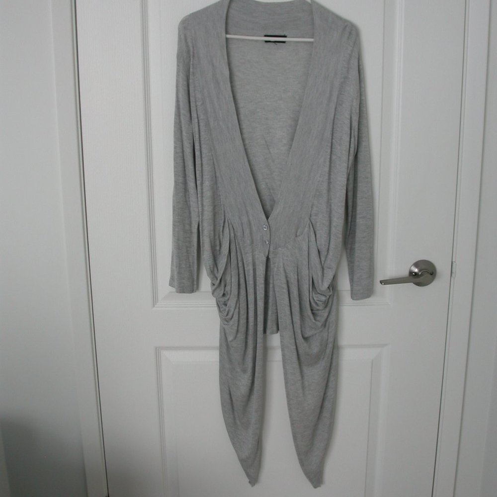 Light Grey Sweater with Drape Drop Pockets